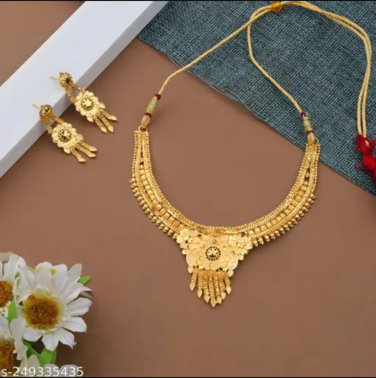Jewellery Set Grand Look Gold Plated Necklace And Earring Set - NovaMart
