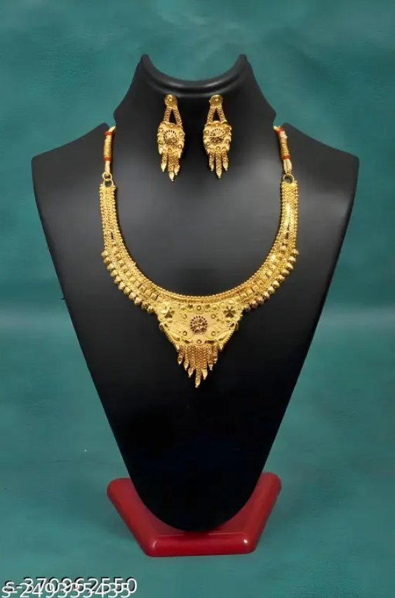 Jewellery Set Grand Look Gold Plated Necklace And Earring Set - NovaMart