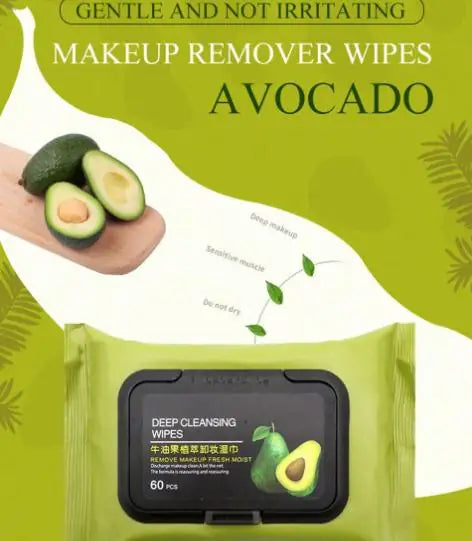 Avocado Makeup Remover Wipes (60 Pcs) - NovaMart