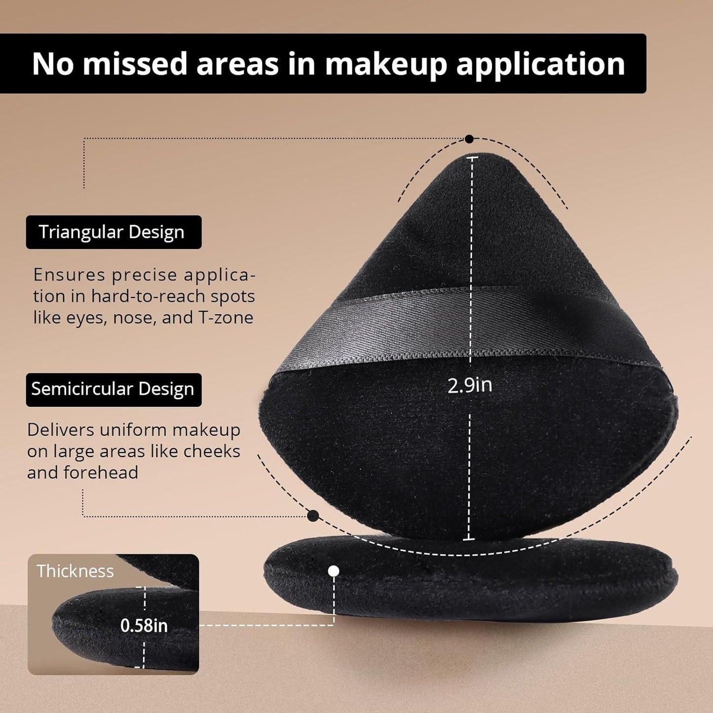 Triangle Powder Puffs for Face Powder Makeup Puff for Loose (Pack of 1) - NovaMart