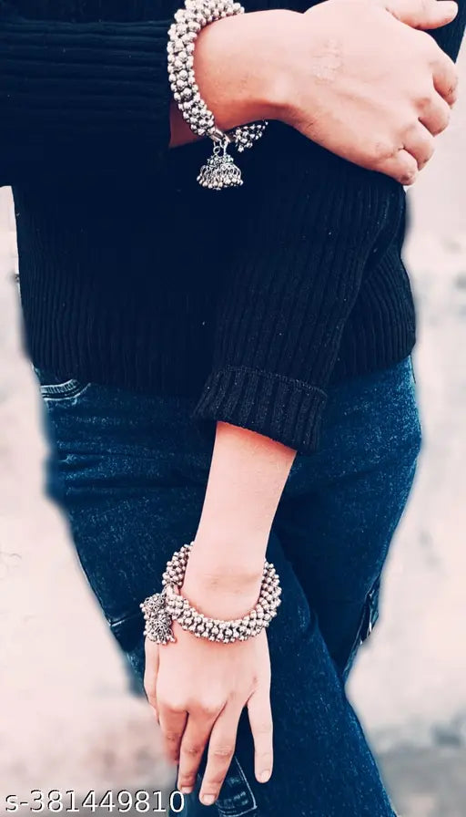 Silver Sterling Silver Kada (Pack of 2) - NovaMart