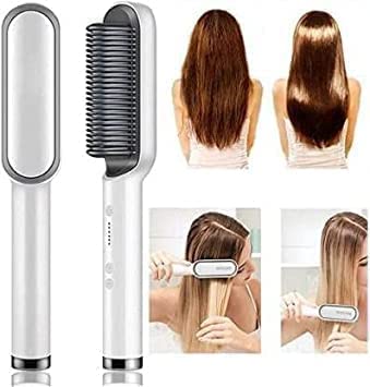 Hair Straightener brush for Women & Men, Hair Styler, Straightener Machine Brush/PTC Heating Electric Straightener with 5 Temperature Control (Multi colour) - NovaMart