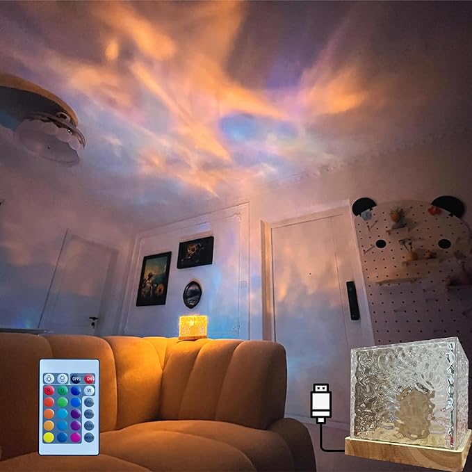 Wave Lamp, Wave Light Cube, Aurora Glow Lamp Crystal Night Light, Romantic Lamp for Room Decor, LED Wave Lights, Room Decor for Kids - NovaMart