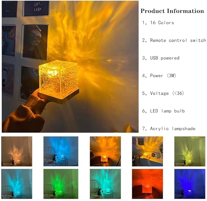 Wave Lamp, Wave Light Cube, Aurora Glow Lamp Crystal Night Light, Romantic Lamp for Room Decor, LED Wave Lights, Room Decor for Kids - NovaMart