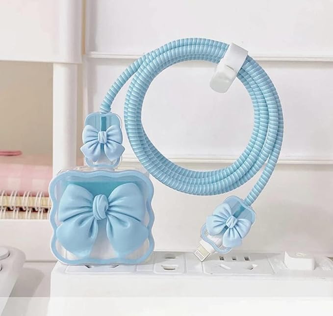 4 in 1 Silicone Case for Apple 20W USB-C Power Adapter Protective Cover for Apple iPhone Charger 20W/18W Adapter with Spiral Wire Saver (Charger Not Included) - NovaMart