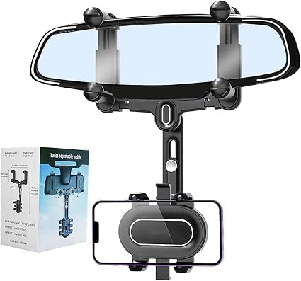 Phone Mount for Car, 2024 Upgraded Rear View Mirror Phone Holder, Universal Mount, Rotatable Phone Holder for Car Compatible - NovaMart