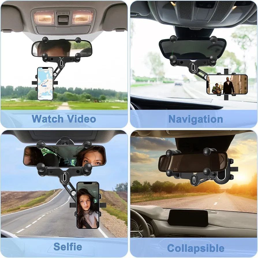 Phone Mount for Car, 2024 Upgraded Rear View Mirror Phone Holder, Universal Mount, Rotatable Phone Holder for Car Compatible - NovaMart