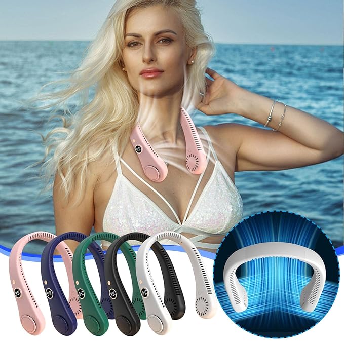 Neckband Portable Air Conditioning Neck Cooler Cooling Ventilator Summer Rechargeable USB Mini Bladeless Fan - NovaMart