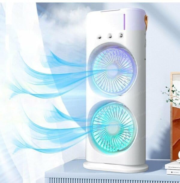 Double Ended Spray Fan, Desk Fan with Mist Spray, Travel Cooler Fan, USB Rechargeable Mini Desktop Table Cooling Fan for Office - NovaMart