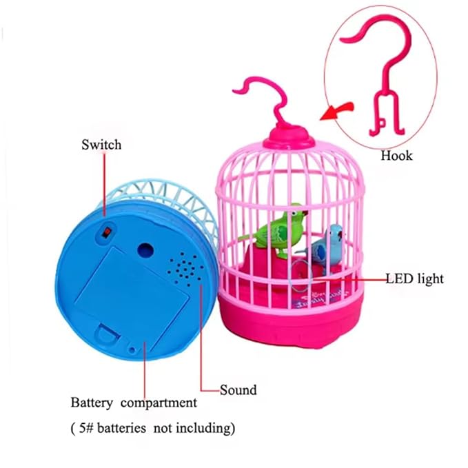Lovely Talking Bird Cage for Kids with Light and Music Voice Controlled Induction Bird Mini Birdcage - NovaMart