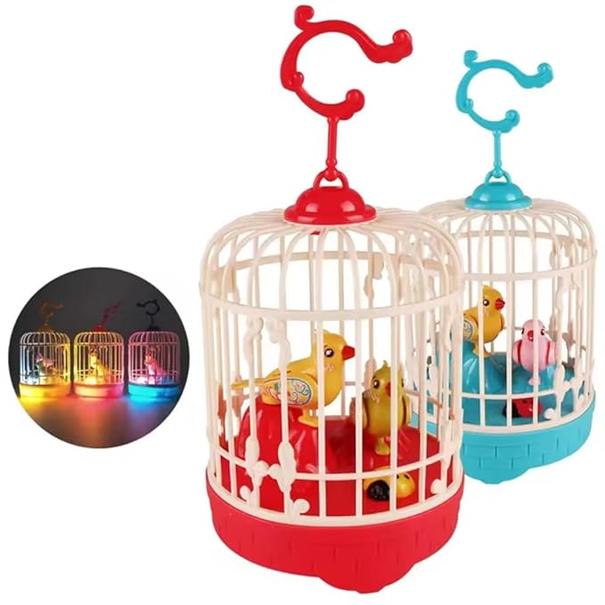 Lovely Talking Bird Cage for Kids with Light and Music Voice Controlled Induction Bird Mini Birdcage - NovaMart