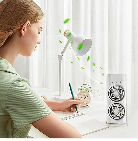 Double Ended Spray Fan, Desk Fan with Mist Spray, Travel Cooler Fan, USB Rechargeable Mini Desktop Table Cooling Fan for Office - NovaMart