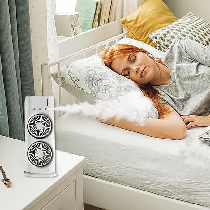 Double Ended Spray Fan, Desk Fan with Mist Spray, Travel Cooler Fan, USB Rechargeable Mini Desktop Table Cooling Fan for Office - NovaMart