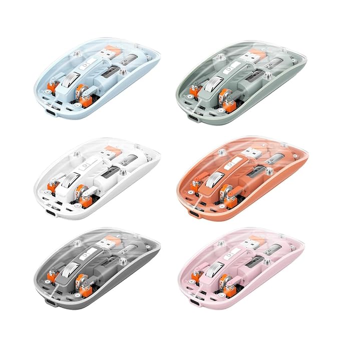 Transparent Mouse Rechargeable Mouse High-end 1600 Moving Speed Adjustable Silent Switch Type-C One-Key for Desktop - NovaMart