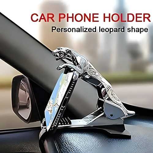 Jaguar Car Mobile Phone Mount Stand 360 Degree Rotation Adjustable Clip Holder( Assorted Color) - NovaMart