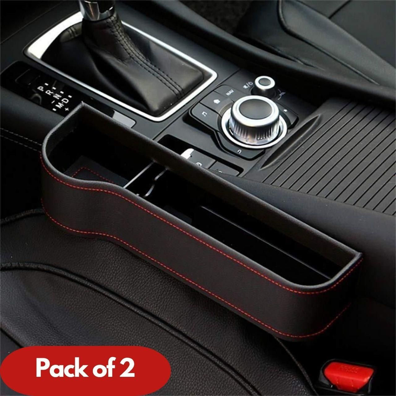 Seat Pockets PU Leather Car Console Side Organizer Pack of 2 - NovaMart