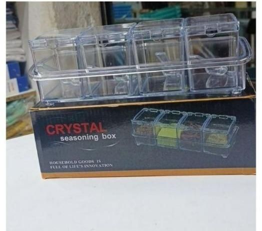Crystal Seasoning Acrylic Box Set of 4 With Spoons - NovaMart