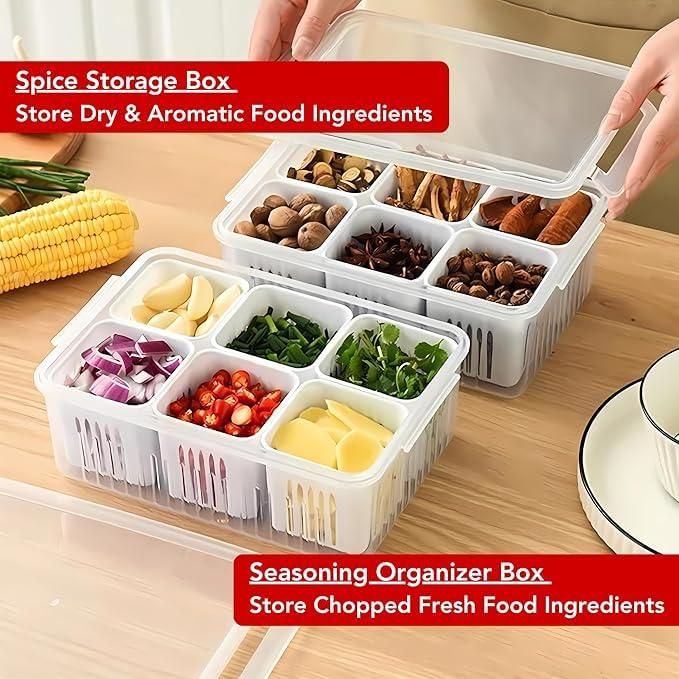 Food Storage Box With Lid and 6 Compartments - NovaMart