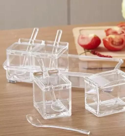 Crystal Seasoning Acrylic Box Set of 4 With Spoons - NovaMart
