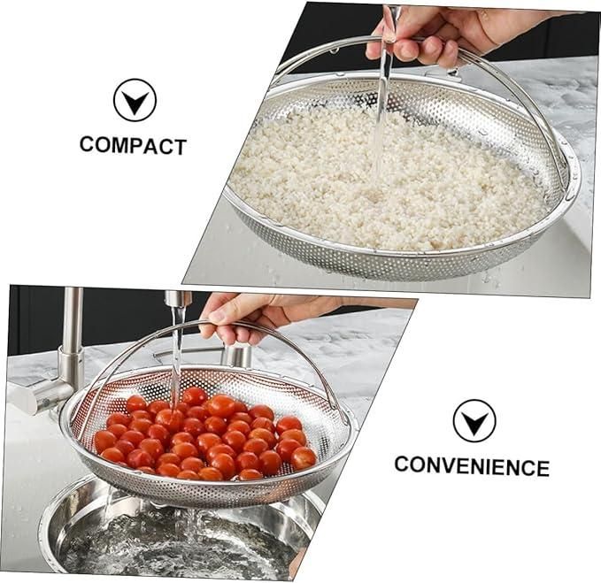 Stainless Steel Draining Rinsing Washing Ideal for Kitchen Vegetables Fruits - NovaMart
