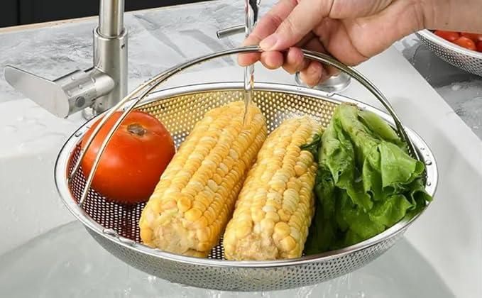 Stainless Steel Draining Rinsing Washing Ideal for Kitchen Vegetables Fruits - NovaMart