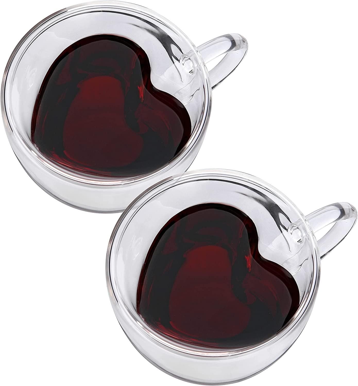 High Borosilicate Heart Shape Double Wall Glass (Pack of 1) - NovaMart