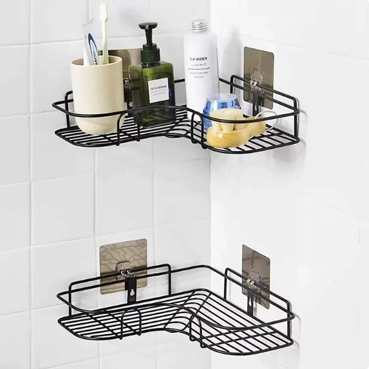 Kitchen Organiser Corner Shelf - Wall Mount Stainless Steel Storage Rack ( Pack of 1 ) - NovaMart
