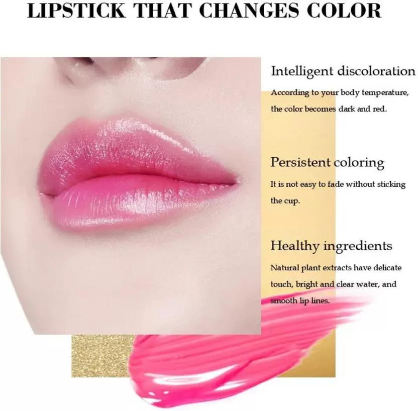 MYEONG Gold Glitter Color Change Gel Lipstick (Pink, 3.6 g) - NovaMart