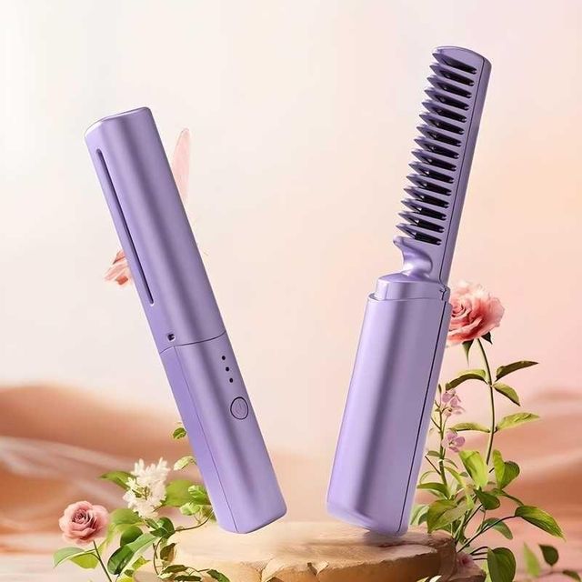 Meneflix Portable Mini Hair Straightener Cordless Rechargeable Mini Adjustable Hair Straightener Hot Comb - NovaMart
