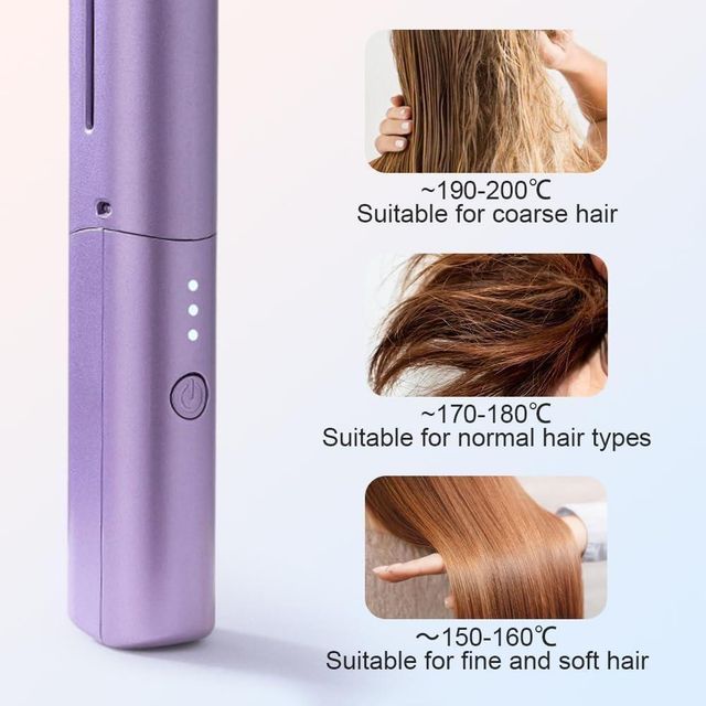 Meneflix Portable Mini Hair Straightener Cordless Rechargeable Mini Adjustable Hair Straightener Hot Comb - NovaMart