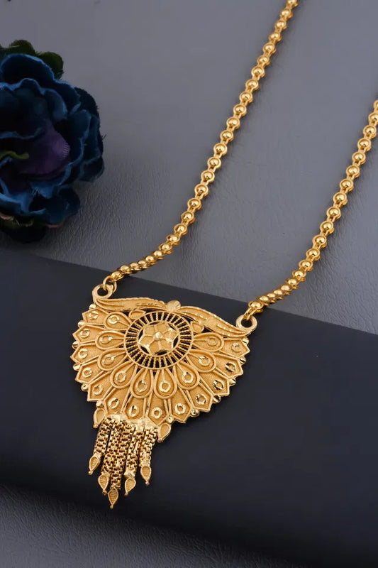 Traditional Gold plated Ki Mala Design With Moti Chen Ladi Long Mangalsutra - NovaMart