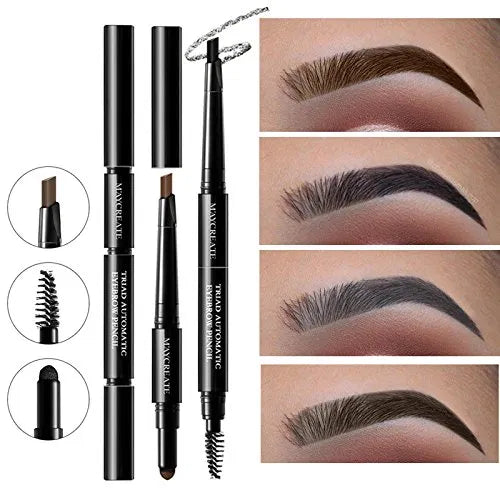 3 In 1 Eye Brows Set For Women Waterproof Brow Pencil + Powder + Brush Pigment Black Brown Eyebrow Kit Makeup 2 - NovaMart