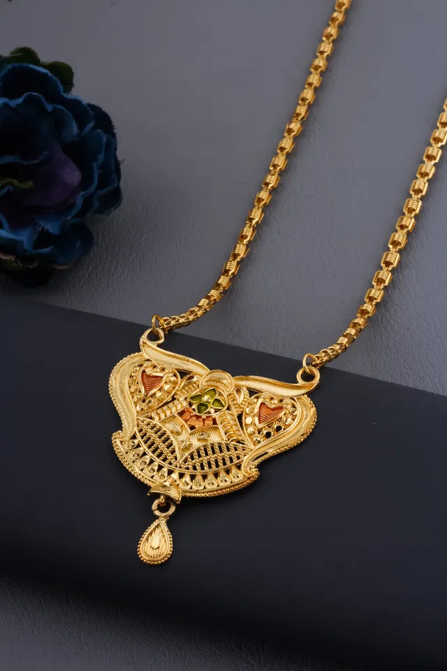 Traditional Gold plated Ki Mala Design With Chen Ladi Long Mangalsutra - NovaMart