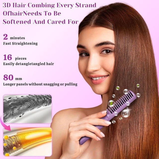 Meneflix Portable Mini Hair Straightener Cordless Rechargeable Mini Adjustable Hair Straightener Hot Comb - NovaMart