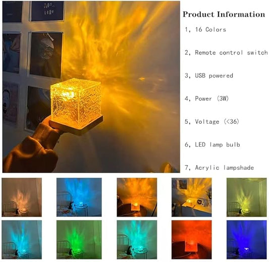 Wave Lamp, Wave Light Cube, Aurora Glow Lamp Crystal Night Light, Romantic Lamp for Room Decor, LED Wave Lights, Room Decor for Kids - NovaMart
