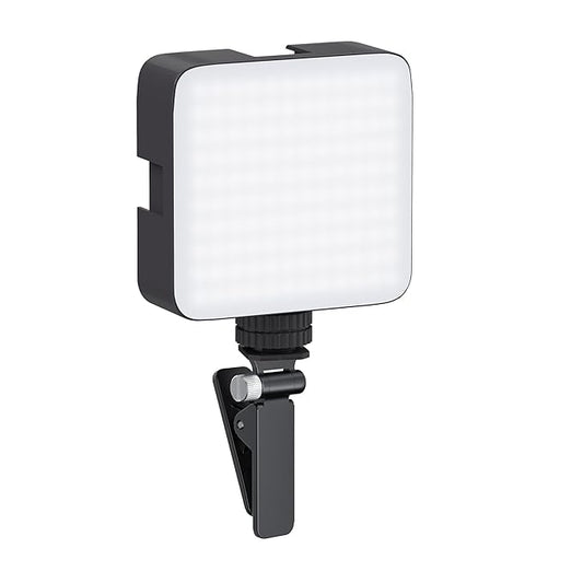 Camera Video Light with Clip and 3 Cold Shoe Connectors | 120 LED Beads | Dimmable and Rechargeable Battery | - NovaMart