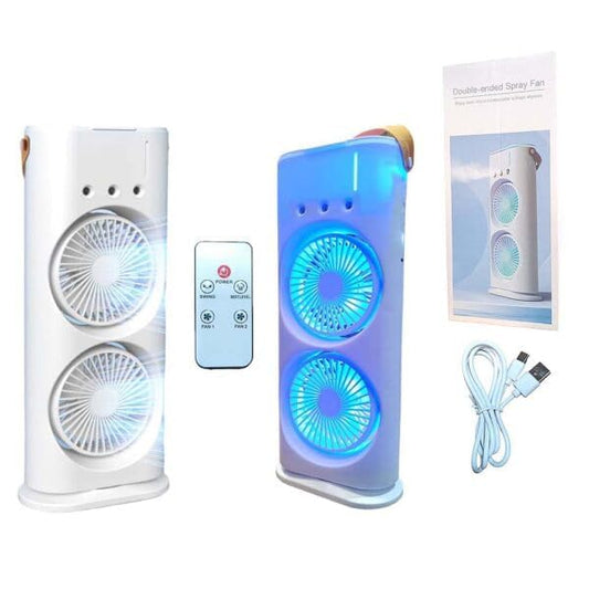 Double Ended Spray Fan, Desk Fan with Mist Spray, Travel Cooler Fan, USB Rechargeable Mini Desktop Table Cooling Fan for Office - NovaMart