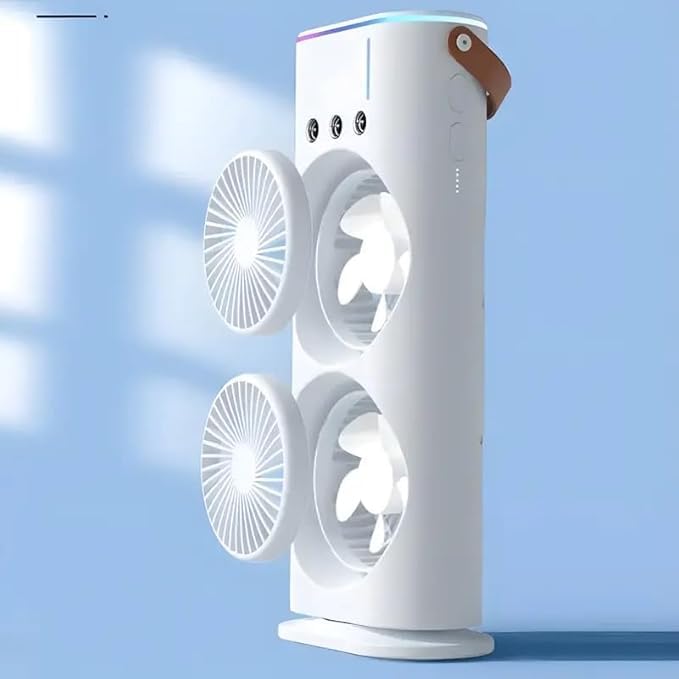 Double Ended Spray Fan, Desk Fan with Mist Spray, Travel Cooler Fan, USB Rechargeable Mini Desktop Table Cooling Fan for Office - NovaMart