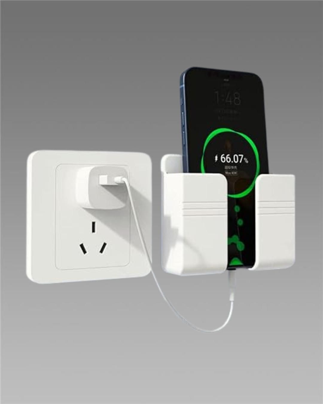 Wall Mounted Mobile Holder With Adhesive Strips& Charging Holder - NovaMart