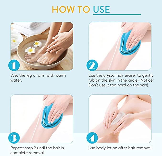 FLETIX Crystal Hair Eraser Stone, Painless Magic Crystal Hair Remover for Women Men, Hair Removal Eraser Exfoliator Tool for Arms Legs Back Bikini Body Any Part (Multicolor) - NovaMart