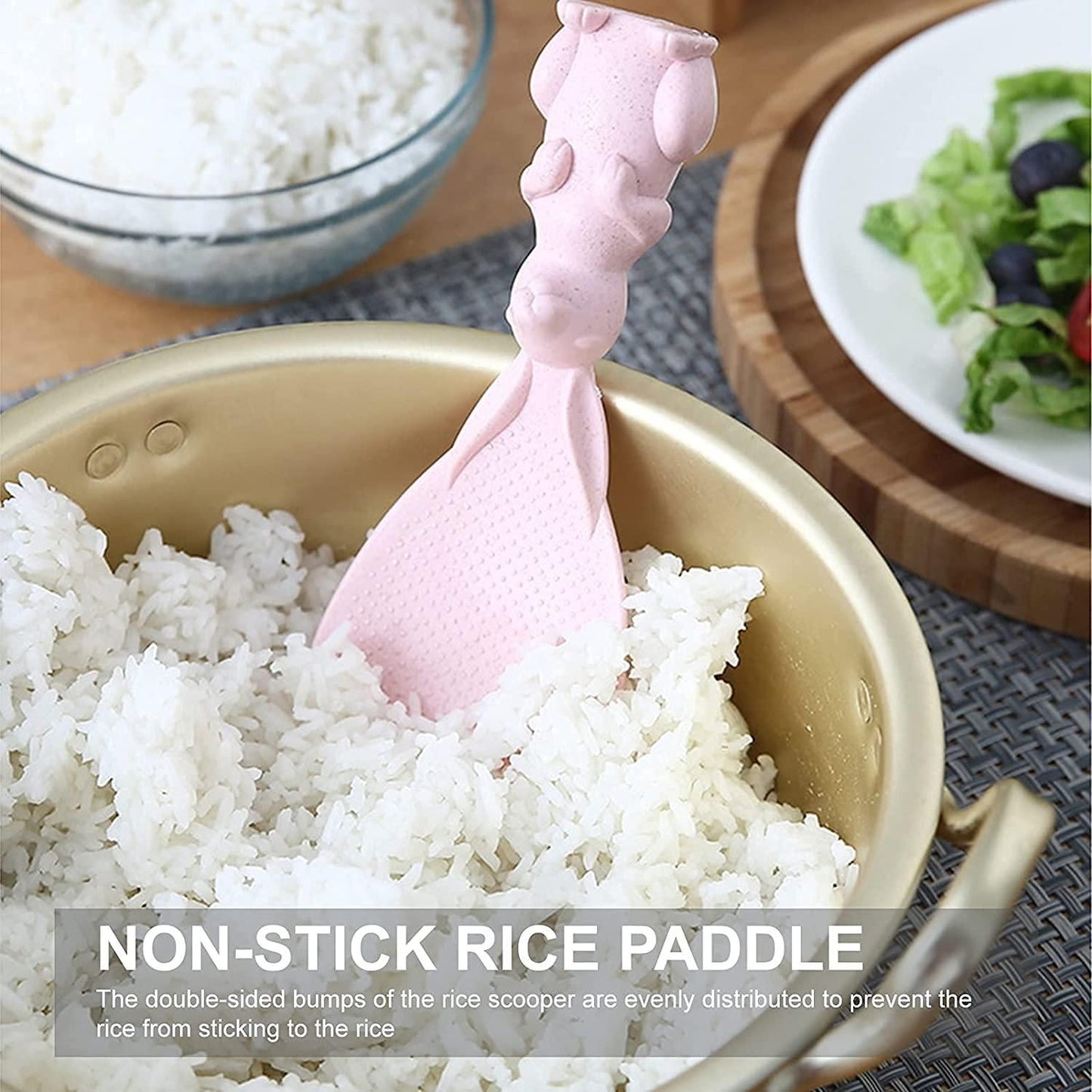 Rabbit Standing Non-Stick Rice Spoon,Vertical Kitchen Serving Spoon (Pack of 2) - NovaMart