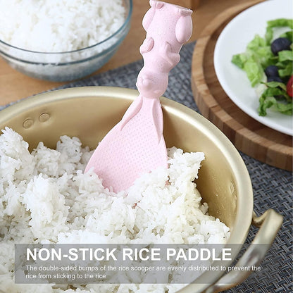 Rabbit Standing Non-Stick Rice Spoon,Vertical Kitchen Serving Spoon (Pack of 2) - NovaMart
