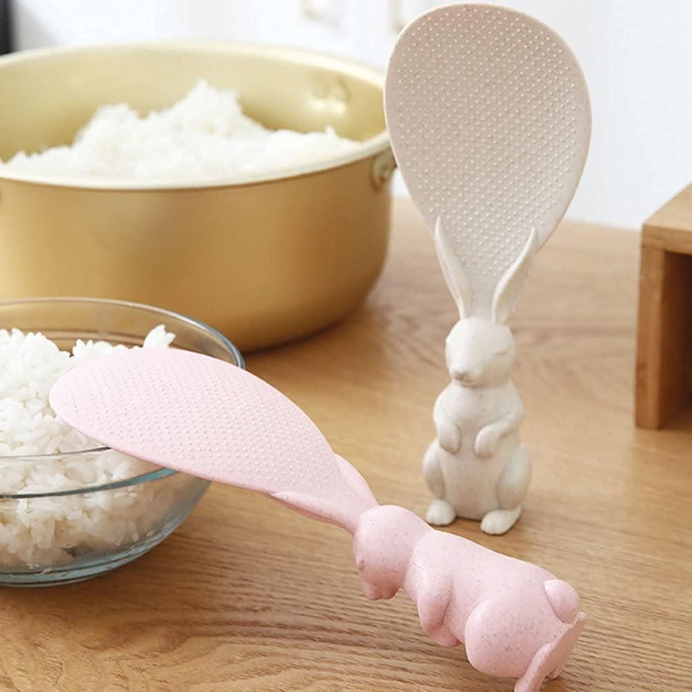 Rabbit Standing Non-Stick Rice Spoon,Vertical Kitchen Serving Spoon (Pack of 2) - NovaMart