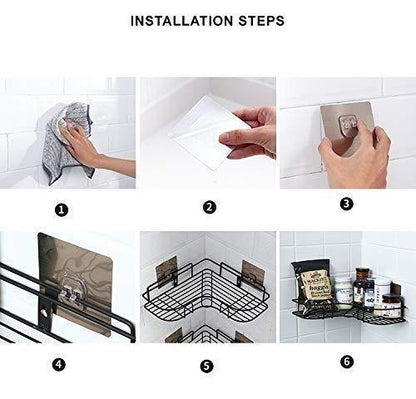 Kitchen Organiser Corner Shelf - Wall Mount Stainless Steel Storage Rack ( Pack of 1 ) - NovaMart