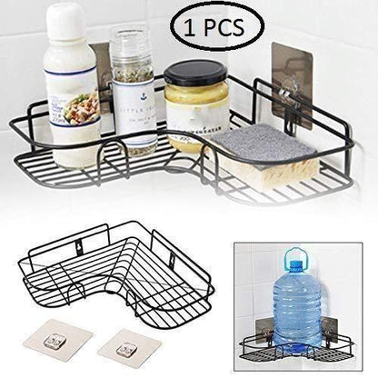 Kitchen Organiser Corner Shelf - Wall Mount Stainless Steel Storage Rack ( Pack of 1 ) - NovaMart