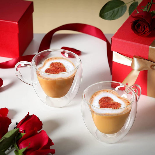 High Borosilicate Heart Shape Double Wall Glass (Pack of 1) - NovaMart