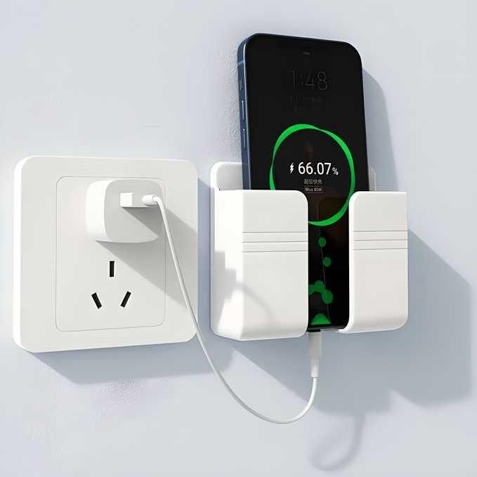 Wall Mounted Mobile Holder With Adhesive Strips& Charging Holder - NovaMart