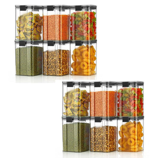 Premium Push Button Wall Mount Container, Save More Space on Kitchen Counter, Table, Drawer, Desk, Kitchen Storage Containers Air Tight, Transparent, Wall Mount 1200 ML,Pack of 4, Black - NovaMart