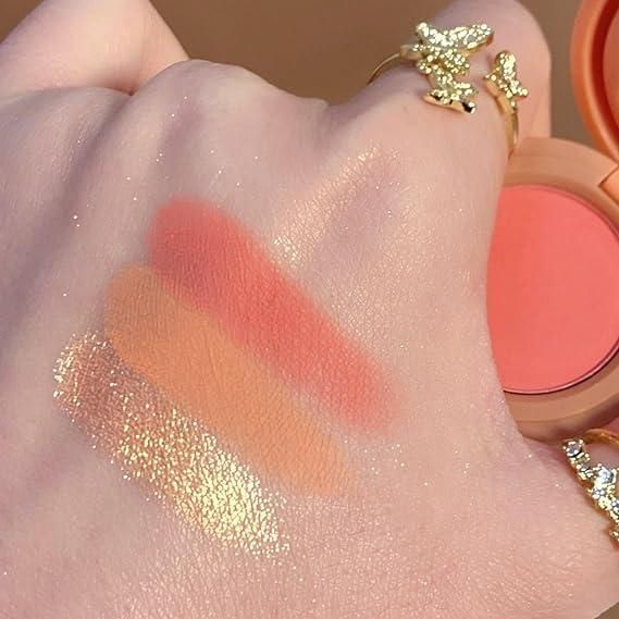 3 in1 Face Blusher + Highlighter with Mini Compact Travel Friendly Palette - NovaMart