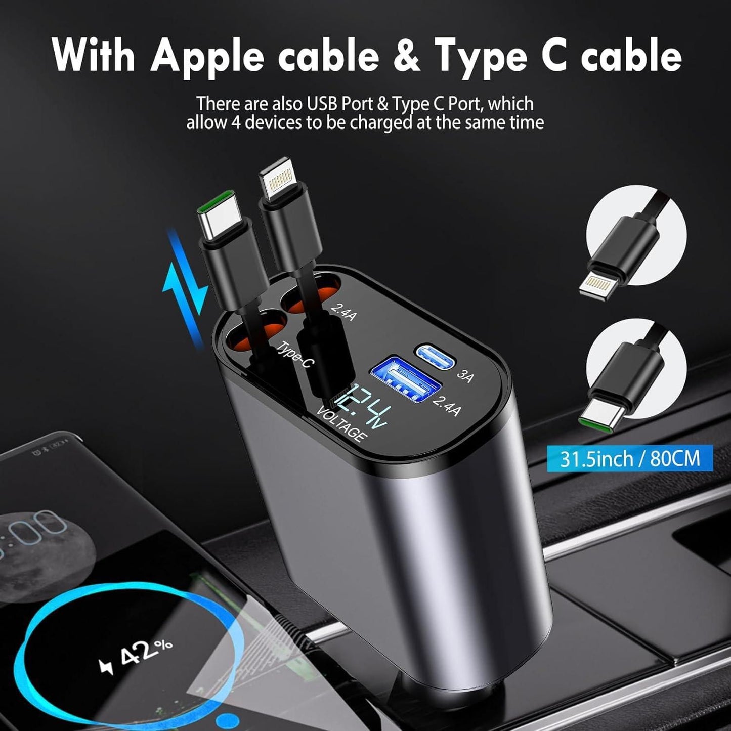 Retractable Car Charger - NovaMart
